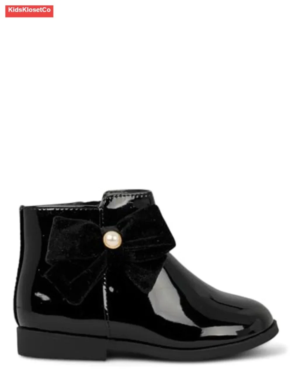Toddler Girls Patent Faux Leather Ankle Boots with Bow